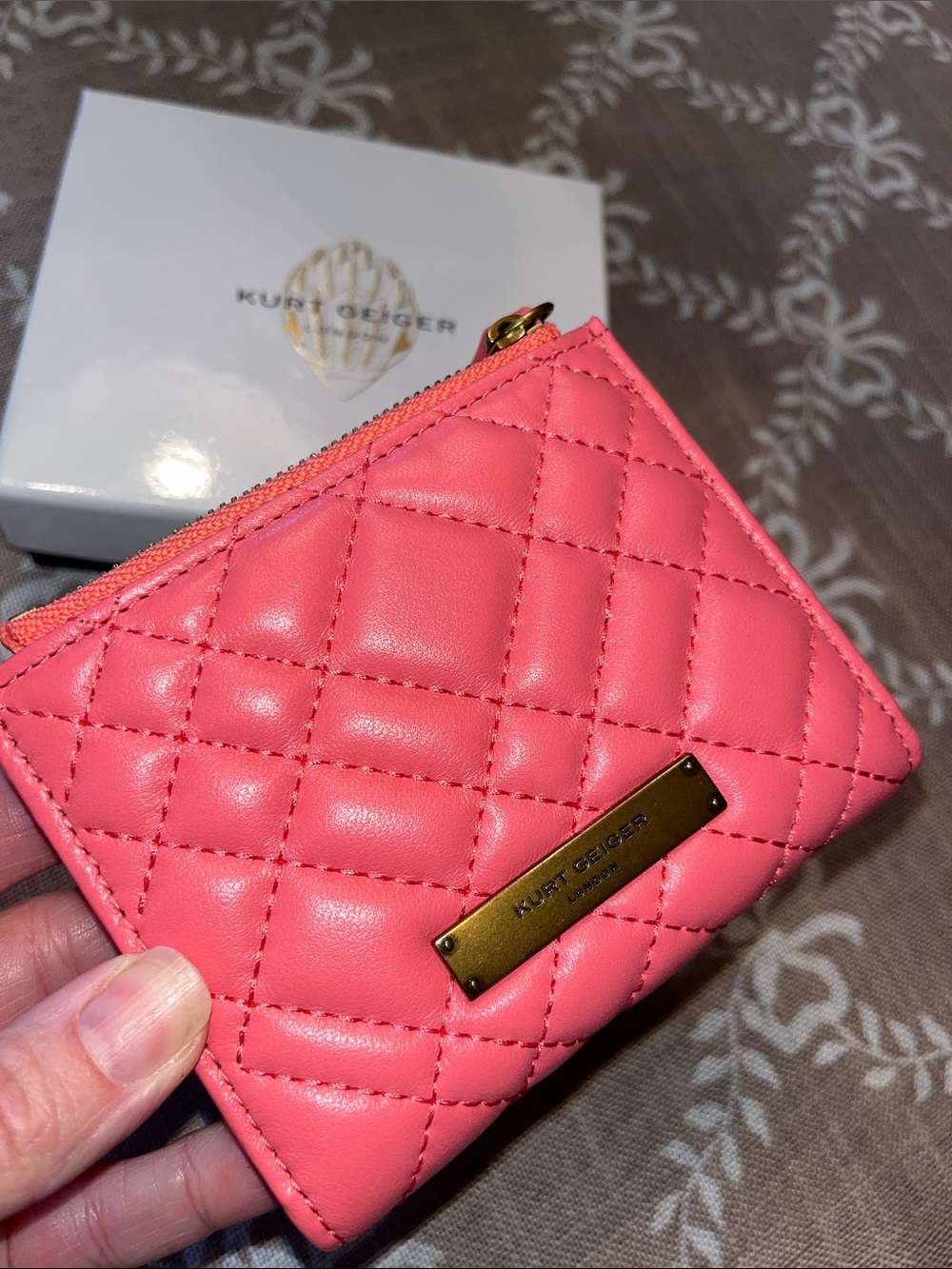 Kurt Geiger NWT/NIB! Pink Quilted Leather Brixton “Mini Purse” Snap Wallet